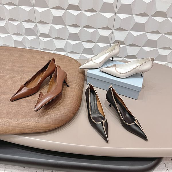 

Designer New Women Pointed Toe Leather High Heels Classic Retro Slingback Sandals Comfortable Stiletto Sandals 1029, A8