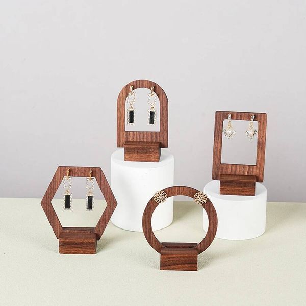 Wooden Jewelry Rack Earring Display Stands Walnut Earrings Ear Stud Holder Organizer Jeweler Packaging Box Card Case ddmynov