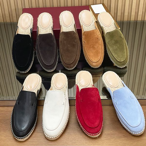 

New Women Espadrille Shoes Designer Loafers Straw Woven Slipper Suede Leather Flat Casual Shoe Slip-On Espadrilles Sneaker 1034, A1