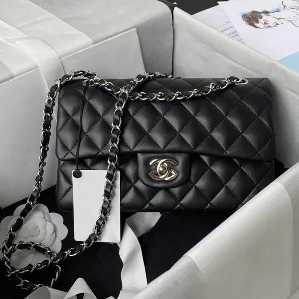 

Designer bag Shoulder bag luxury package High quality Plaid Flap Caviar Handbag Gold Silver Chain Leather Double Letter Gold Color Buckle Wallet women's bags With box., #14 26cm