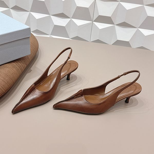 

Sandals Designer Women Sandals High Quality Pointed Toe Genuine Leather Slingback High Heels Women Bow High Heels 1029, A5