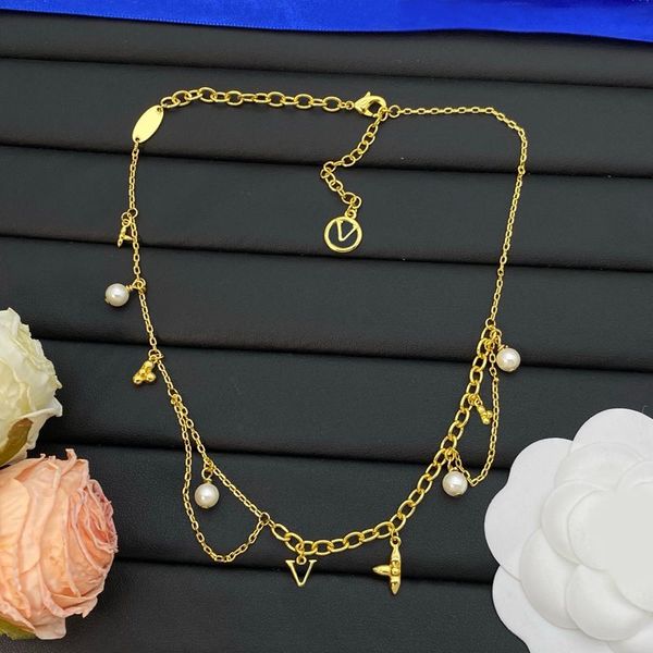 

Copper Pendant Necklace Designer Jewerly Women Necklace Choker Chain Pearl Necklaces Chain Accessories Party Love Gifts