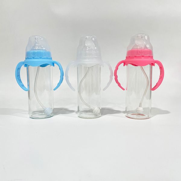 USA warehouse Spill Proof blank sublimation 12oz clear transparent sippy feeding glass baby bottle baby milk bottle for vinyl UV TDF wraps