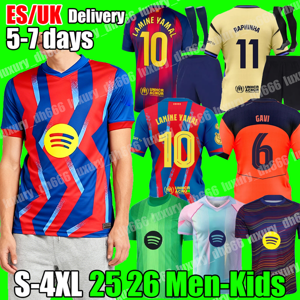 

4XL chandal camiseta Barcelona jersey 25 26 LAMINE YAMAL RAPHINHA LEWANDOWSKI PEDRI Barcelona football shirt long sleeve training goalkeeper fourth men kids kit, 25 26 gk adult