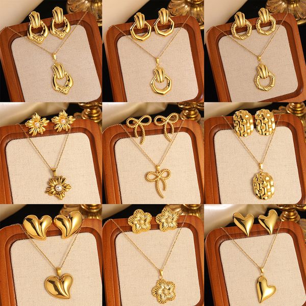 Designer 18k Necklace Gold Plated Crystal Earrings Set Teardrop Pendant Necklace Trendy | Long Necklace with Chain Fashion Dangle Earring Set