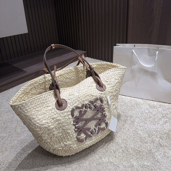 

Designer bags anagram basket iraquean palm fiber and Summer woven beach bag for beautiful women Lightweight woven grass product 10A., @~12