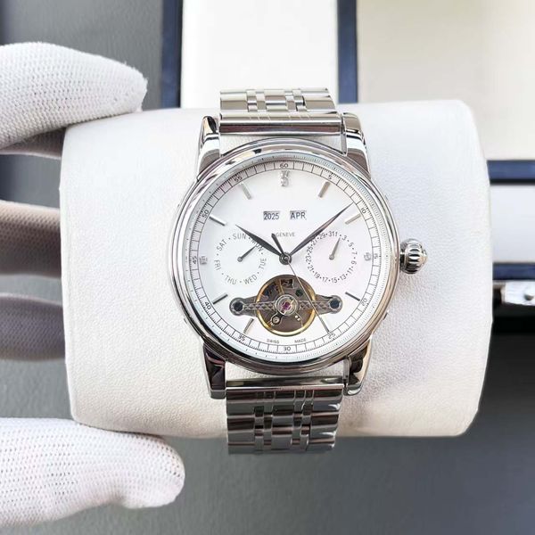 

Premium Men's Watch, Mineral Glass Mirror Guards Time, Stainless Steel Case Carries Classics, Automatic Mechanical Movement Continues Legends, White