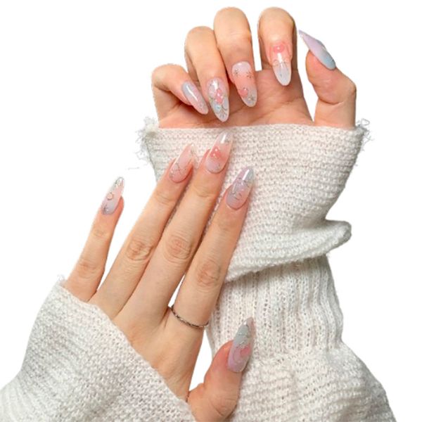 

exquisite handmade cateye nail design patches timeless white color