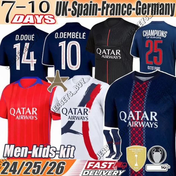 

psges jersey 25 26 Ousmane Dembele jersey Khvicha Kvaratskhelia GonCalo Ramos Gianluigi kit Soccer Jerseys kids paris st germain jersey, Black