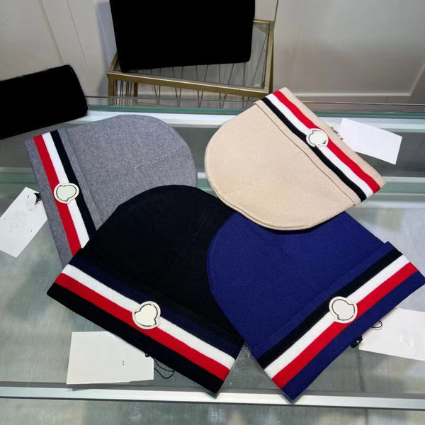 

New knitted hat for autumn and winter makes your face look smaller warm woolen hat color-blocked cover beanie 01, #3