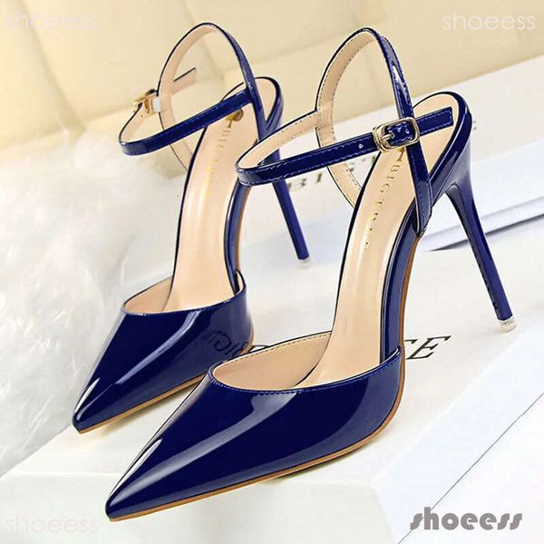 heels Fashion High Shoes Patent Leather Woman Pumps Sexy Blue Sliver Stiletto Heels Women Sandals 2026
