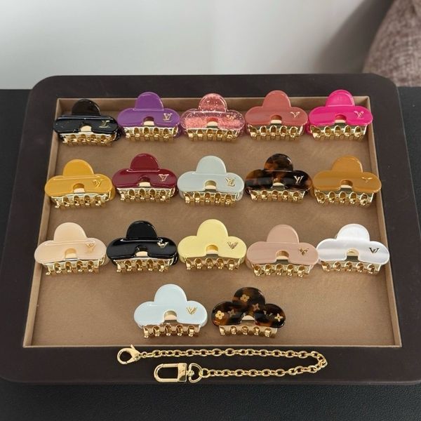 

Designer Brand Hair Clip Luxury Hair Clip 18K Gold Plated Alloy Claws Barrette Hair Clip with Chain Keychain Hair Accessories Top Quality