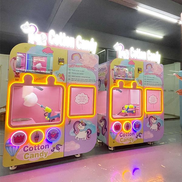 

Fully Automatic Cotton Candy Maker Vending Machine for Tourist Attractions Smart Candy Robot with Fast Production and Colorful LED Lights
