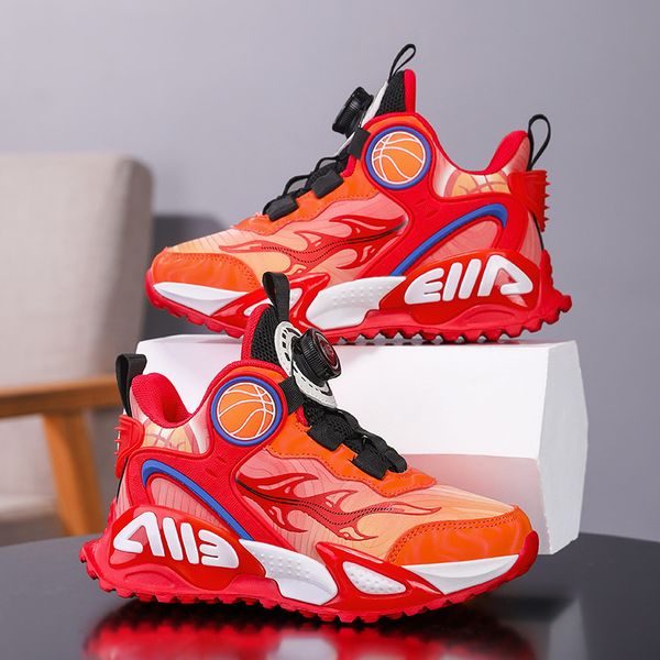 

Children Basketball Shoes for Boys Girls Kids Teenagers Breathable Non-slip Lace Up Indoor Outdoor Training Sneakers Tennis Shoe, Red