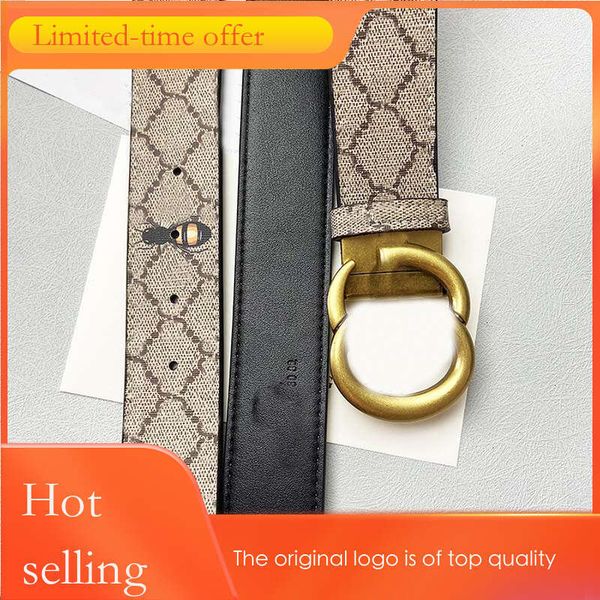 

GU C CI belt Men's Fashion Leather Men Designers Bees Snake Tiger Brown Belts Women Lady Classic Casual Cinturones De Diseno Smooth Buckle Gold Luxury Belt Width 3.8cm, Black