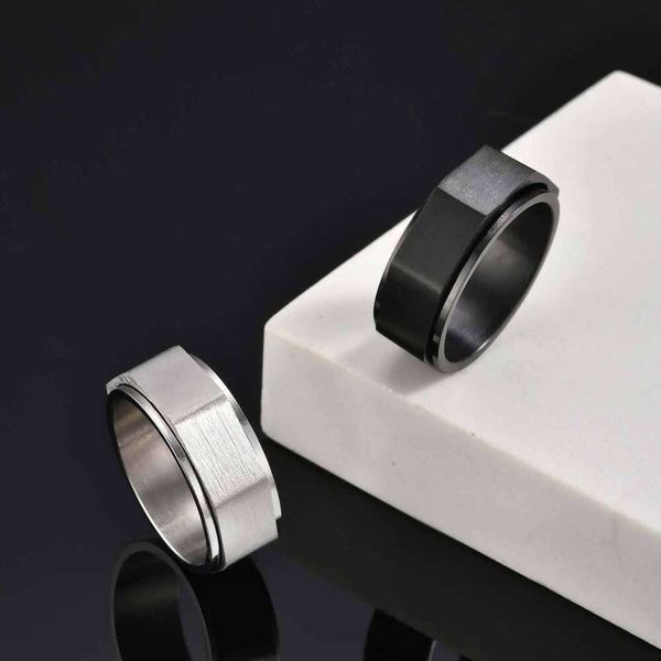 Casual Stainless Steel Spinner Ring for Men Boys,Relieve Anxiety Rotatable Metal Ring,Cool Hip Hop Jewelry Gift 26L0119