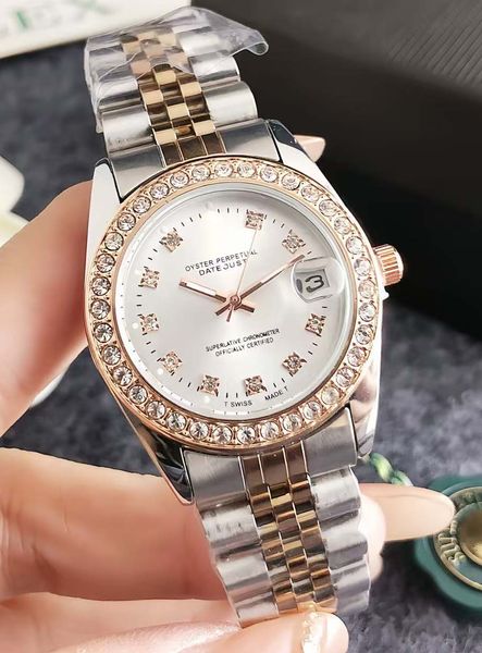 

Waterproof Performance, Luxury Appearance - Women's High-end Watch, Zircon Shines, Automatic Date, Gray