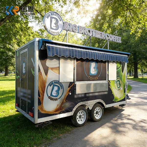 Mobile Fast Food Pizza Trailer Truck Commercial Kitchen Street Concession With Full