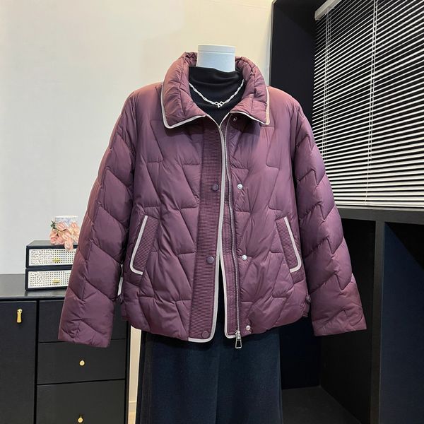 Casual Comfort Meets Cold Weather - White Down Jacket Featuring a Cozy Stand-Up Collar