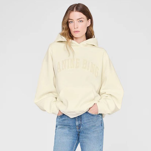 

26ss HARVEY Embroidered Towel Stitch Fleece Hoodie for Women Loose Pure Cotton Comfy Designer Hooded Sweatshirts, Pink