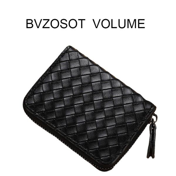 

New Hand-Woven Card Holder Casual Fashion Zipper Pouch with Multi-Card Slots for Coins & Cards 2026, Black