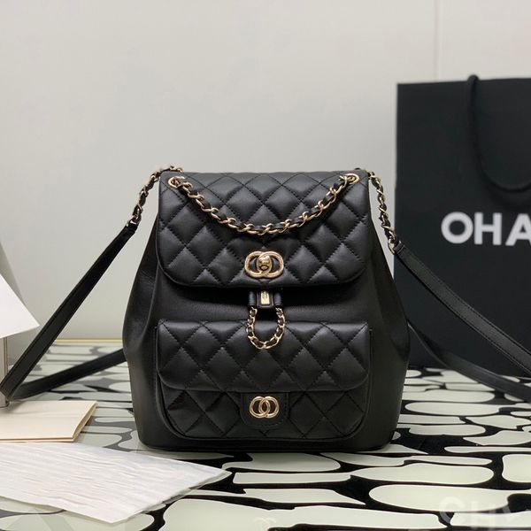 

Backpack Designer Backpack Designer Bag Duma 23C Diamond-Quilted Gold Buckle Flip-Cover Vintage Leather Fashion Bag Classic Black Women's Luxury Bag School Bag New, #6
