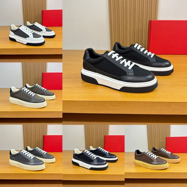 

Designer Men Shoes Gancini Sneakers Luxury Cassina Leather Shoes Gancio Low Top Casual Shoes Man Suede Mesh Trainers Multicolor 1040, A16