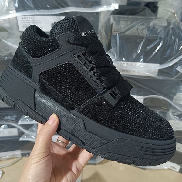 

Designer Comfortable Platform Casual Shoes with Rubber Sole for Men and Women MA-1 Sneakers Crystal Embellished Genuine Leather Sneakers 973, A1