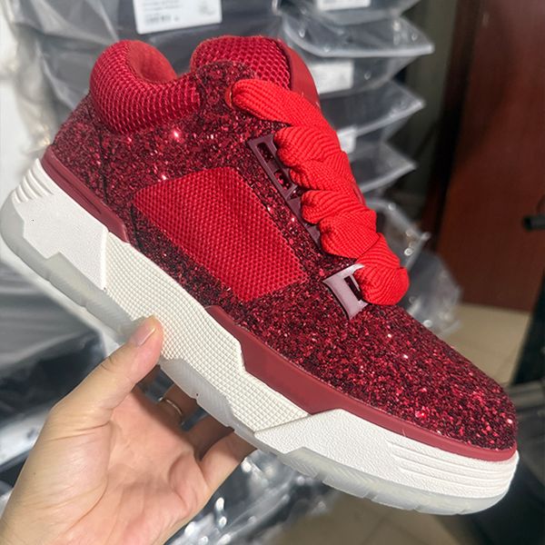 

Designer Hot Selling Crystal Embellished MA-1 Low Top Casual Shoes for Men and Women Sparkling Diamond Platform Genuine Leather Sneakers 973, A1