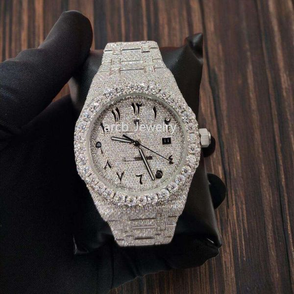 

High-end VVS1 luxury watch Iced Out Moissanite Diamond Watch with D-color hand-set lab-grown sapphire mirror Men's and women's watches Fast Shipping, Split