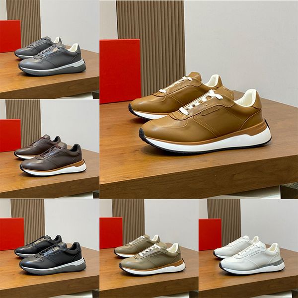 

Genuine Leather Designer Men Shoes Gancini Buckle Sneakers Suede Low Trainers Outdoor Casual Skateboard Shoes Splicing Mesh Runners 1041, A10