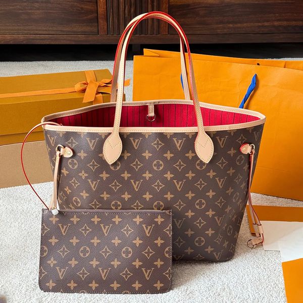 

LVuittioon Bag Luxury Bag Nevverfulltote Designer Shoulder Bag Purse Crossbody Purses Genuine Leather Bags For Women Handbag Women Crossbody Bag 32CM, 2-white lattice+pink lining