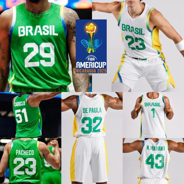 Brazil National Team Jersey: World Cup Basketball Brasil 2 Yago SANTOS & More