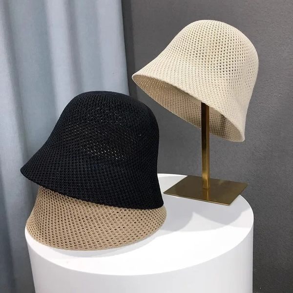 Women Bucket Hat Summer Hollow Out Thin Breathable Sun Hat Female Beach Panama Cap Fold Outdoor Japanese Lesure Fishierman Cap 260120