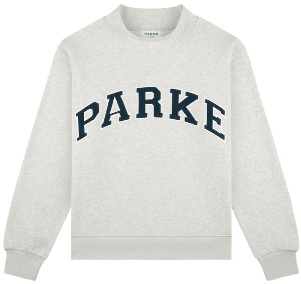 

26ss New Parke Navy Embroideried Sweatshirts 100% Cotton Mockneck Designer Jumpers Women Fashion Pullover Hoodies, Grey+navy