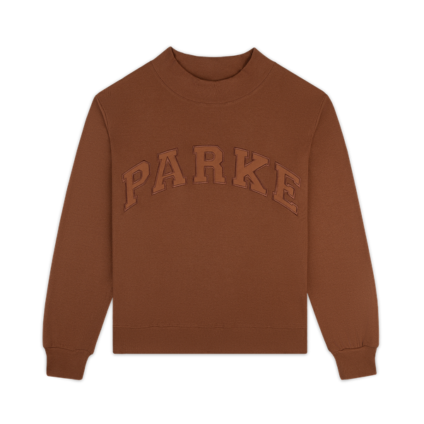 

Parke Embroideried Mockneck Sweatshirts 100% Cotton Women Designer Pullover Jumpers Loose Fashion Comfy Hoodies, Denim