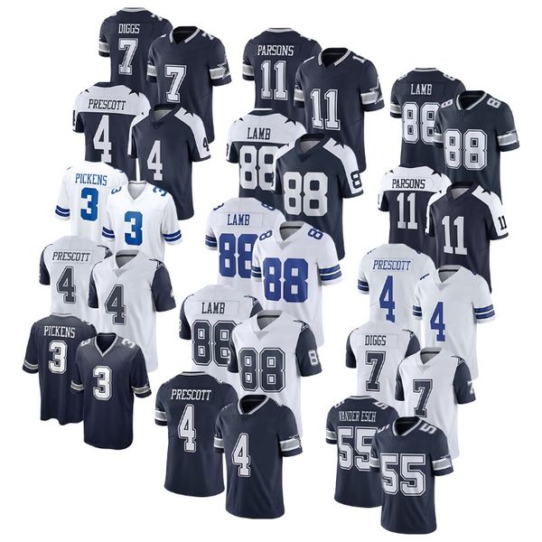 

Style Embroidery on Custom Rugby Cowboyss Jerseys 88 Dak Prescott CeeDee Lamb Trevon Diggs DaRon Bland, White