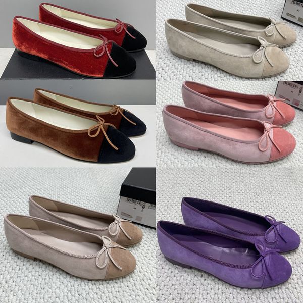 

Formal Shoes Designer Women Ballet Flats Velvet Loafers Casual Flat Ballet Shoes Suede Bow Leather Closed Toe Dance Shoes 891, A1