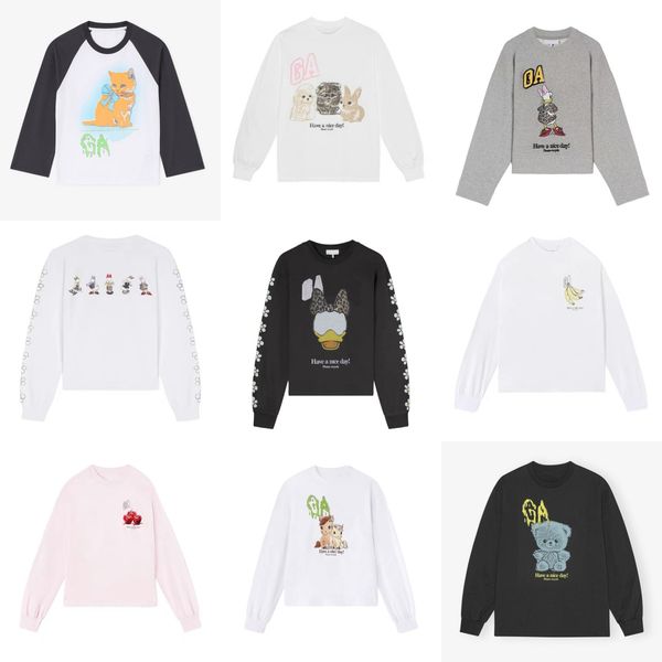 

High-quality New Niche Designer Cotton T-shirt with Letter Pattern Print Loose-fit Crew Neck Long-sleeve Thick Pullover Top for 2026 Early Spring and Summer Beach Tees, Ivory