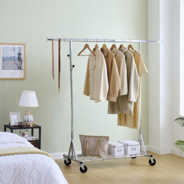 Clothes Rack Heavy Duty Clothing Rack 600LBS Rolling for Hanging Clothes Commercial Garment Rack with Wheels Heavy Duty Collapsible Portable
