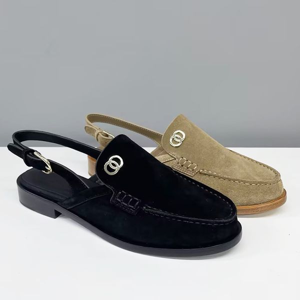 

2026 Designer Loafers Women Slingback Shoes Suede Ballet Flats Ladies Girls Dress Shoes Leather Flat Pumps Summer Sandals Fashion Casual Loafer 1044, A15 suede