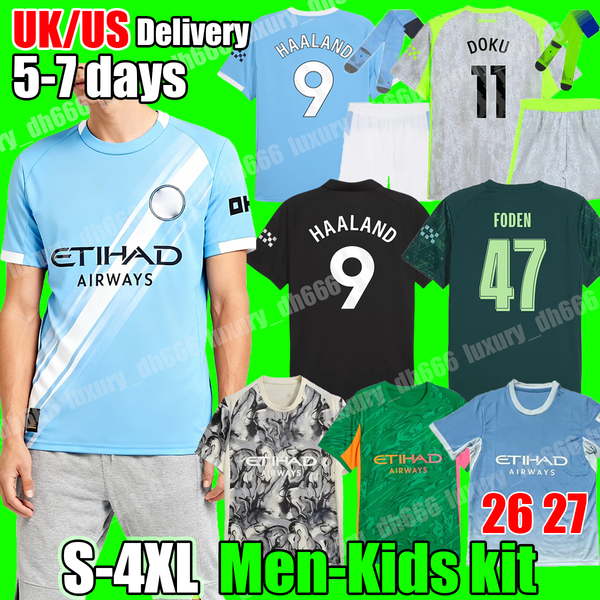 

4XL 27 MAnChEsTeRS city jersey 25 26 kids kit HAALAND FODEN RODRIGO man city football jersey DOKU DE BRUYNE goalkeeper full long sleeve men kids kit football shirt Top, 25 26 gk1 adult