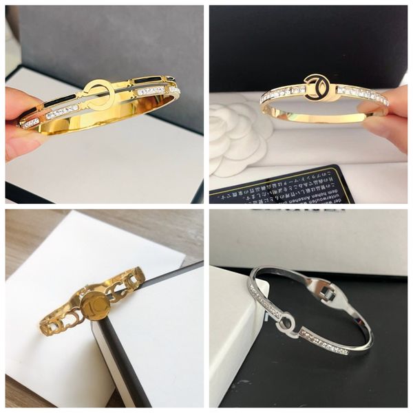 

Bracelets Bangle Bangles Gold Plated Stainless steel Crystal Lovers Gift Wristband Cuff For Women Birthday Jewelry