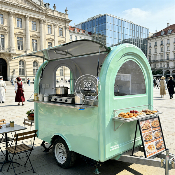 Commercial Catering Trailer Fully Equipped Mobile Food Truck Fast Restaurant Vending For