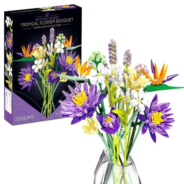 Bouquet Set,Artificial Botanical Collection Flower Building Toys Adults,Office & Home Decor for Mother's Day Y260127