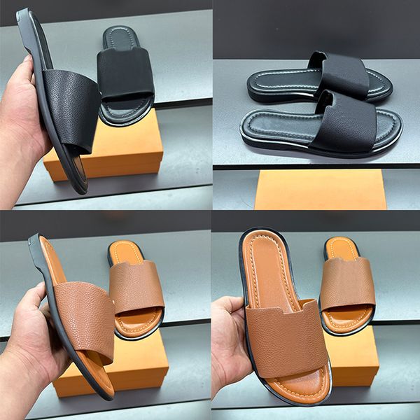 

Mens Slippers Slides Designer Summer Beach Sandals For Flat House Platform Pillow Sandles Leather Mule 1022, A6