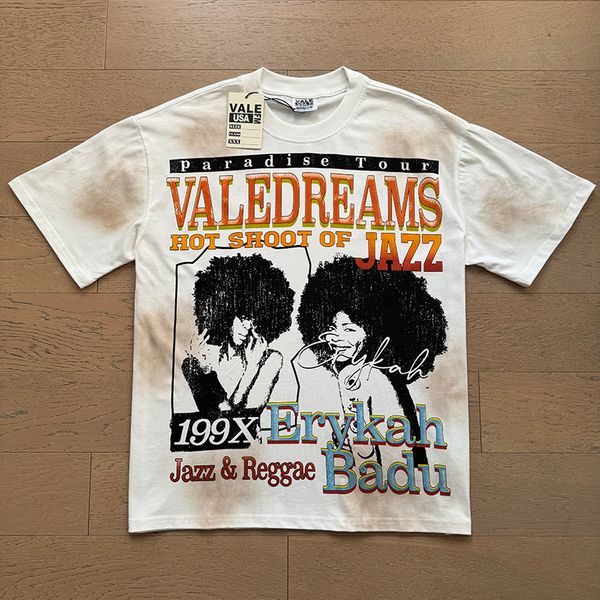 Distressed Washed Cotton Short Sleeve T shirt Vintage Inspired Graphic Print For Men Women 26ss 0129