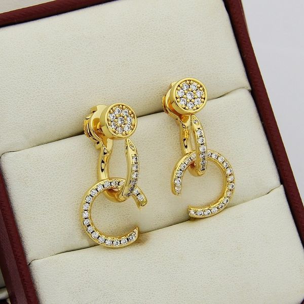 

Stud Earrings Classic Designer Letter Charm Gold Plated Ear Stud Earring For Women Wedding Party Fashion Jewelry