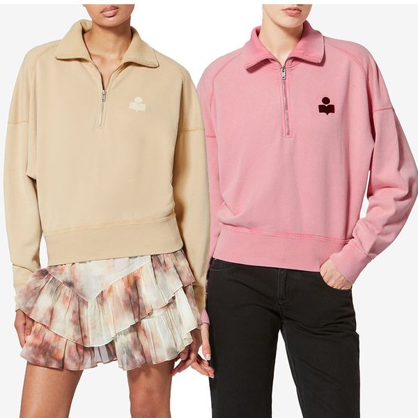 

2026 New Arriva Luxury Designer Cotton Hoodie Sweatshirt Isabmarants Women's Classic Style Letter Print Crew Neck Casual Loose Fit Hoodies Pullover Sweater Top tn, Fuchsia