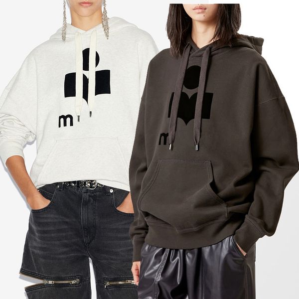 

Sweatshirts Isabmarants 26 Spring Luxury Designer Cotton Hoodie Sweater High Quality New Classic Letter Flocked Loose Women's Casual Hooded Pullover Jumper Tops tn, Rosybrown